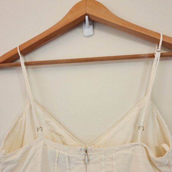 Vtg 90s Baby Doll Mini Tank Dress Lace Pleats Embroidered Women P/S Y2K Wimsy - Picture 11 of 13